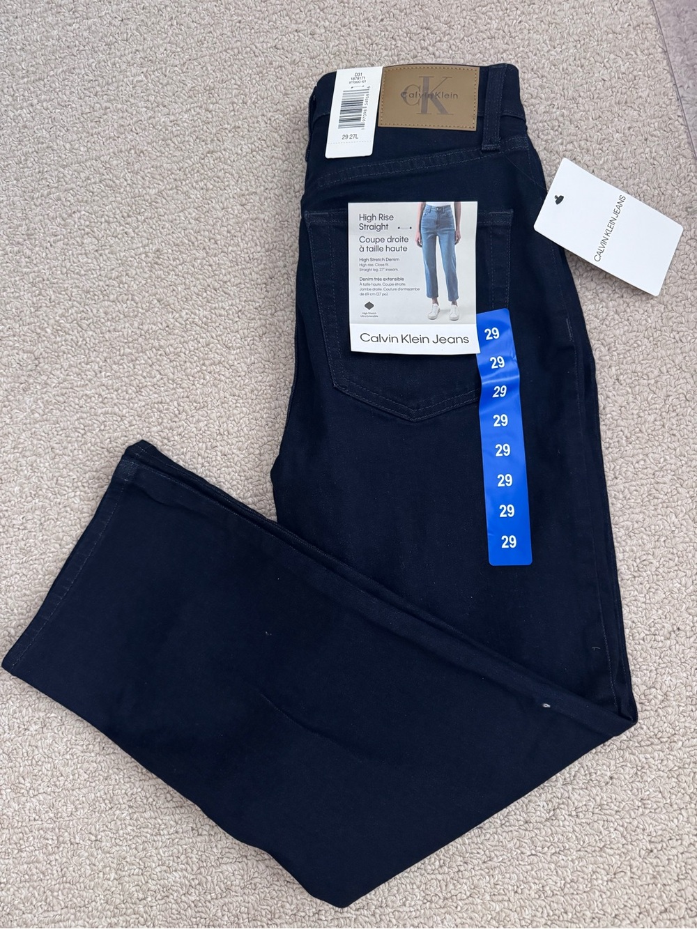 Calvin Klein High-Rise Straight Jeans — Dark Wash